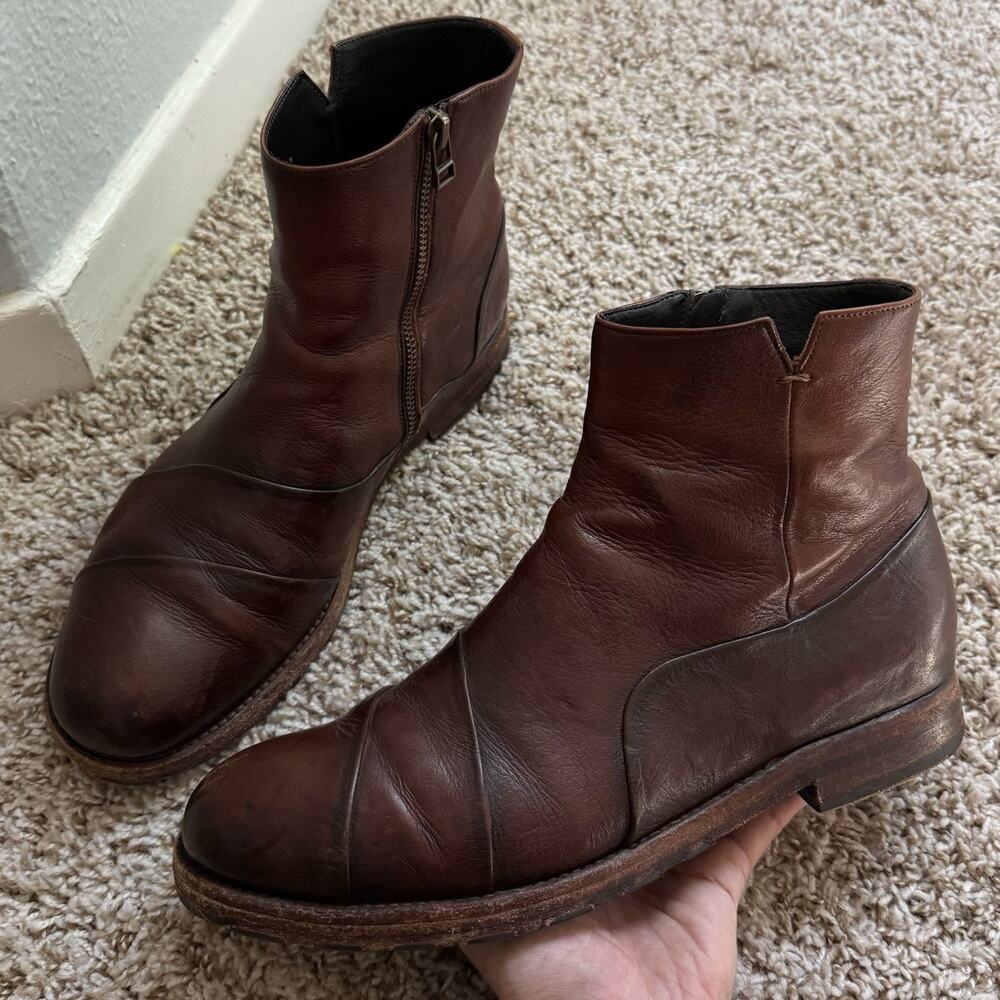 Untamed Street Aston Edge Cognac Brown Laceless Ankle Boots IT 42 / Men’s Size 9